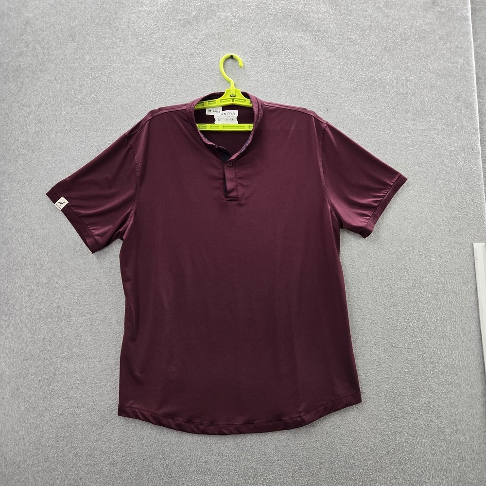 MANTRA Men Polo XL Burgundy Golf‎ Performance Polo Button Short Sleeve